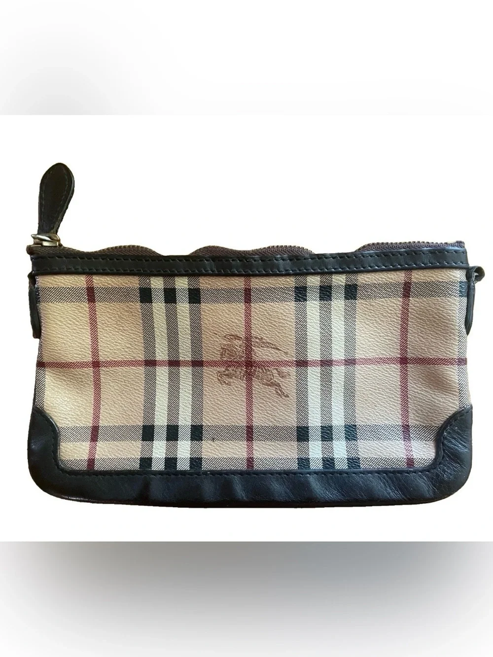 Burberry Haymarket Check Coated Leather Clutch Bag No Strap/Clutch Only